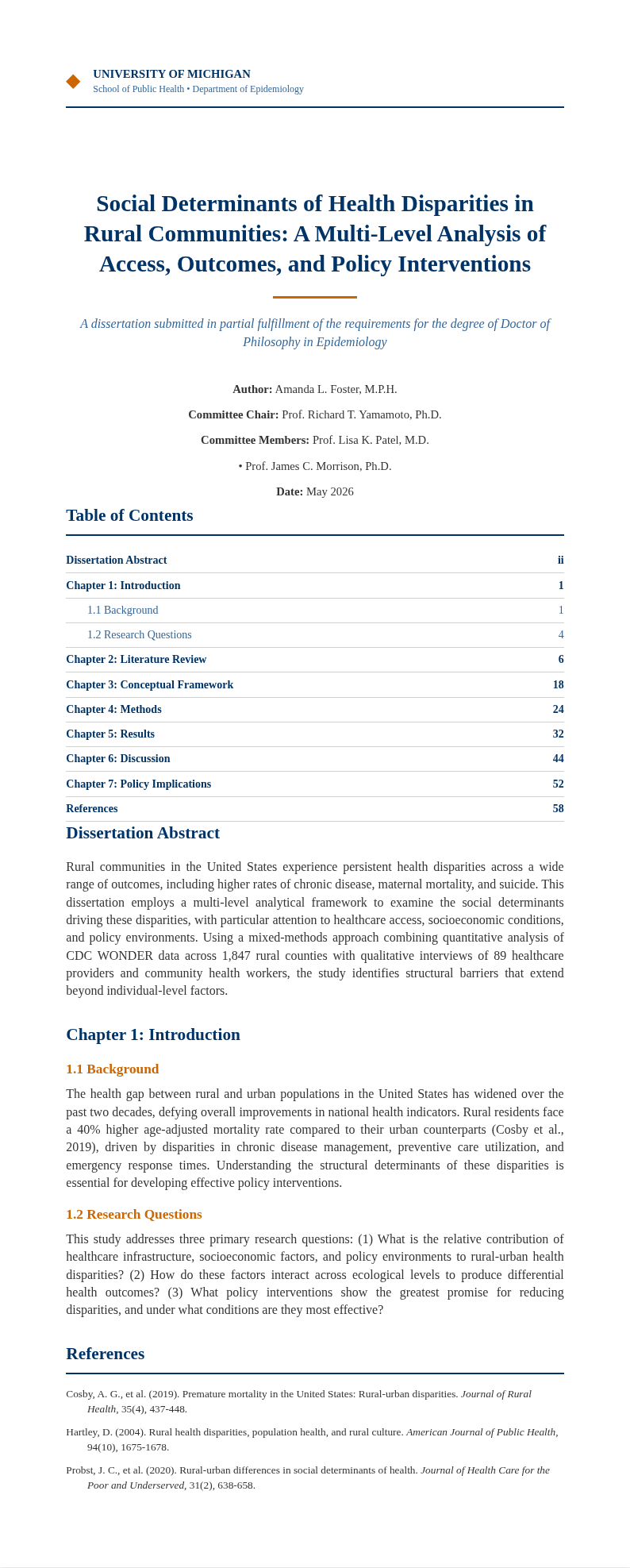 University academic thesis